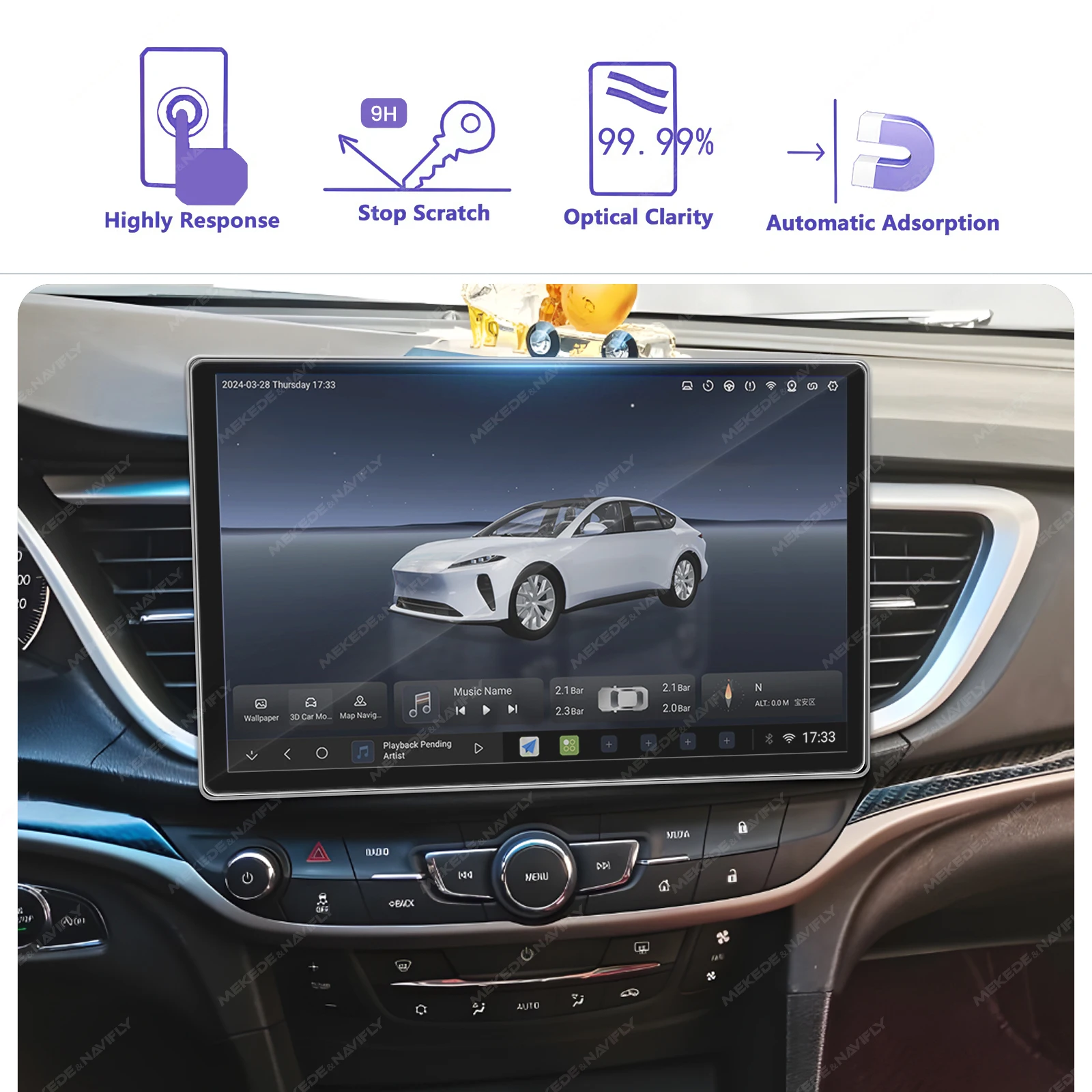 Tempered Glass Screen - Para 11,5 13 pulgadas Radio vidrio