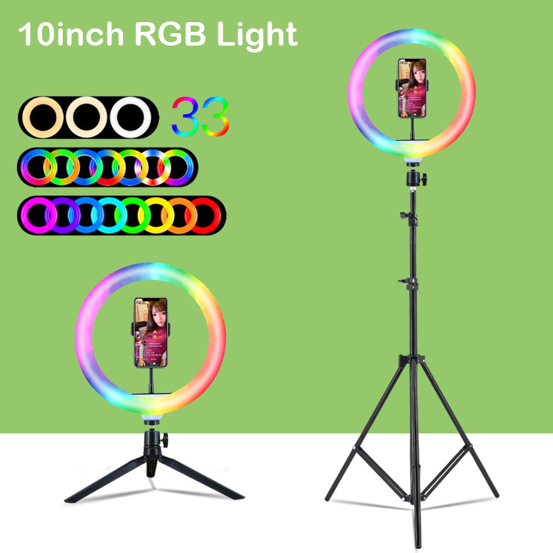 Aro de Luz LED RGB de 10 Pulga - Selfie Stick Tripod reseña y precio